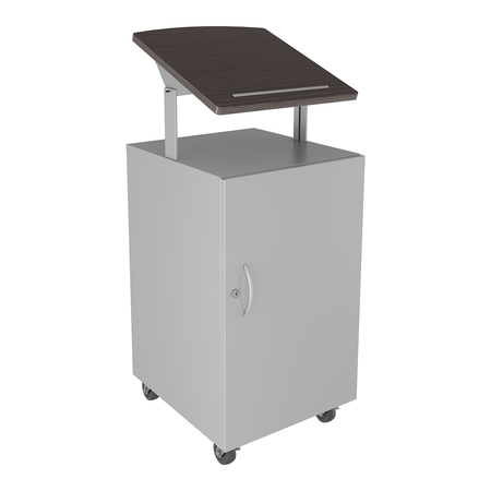 HIRSH Mobile Locking Podium for Classroom or Office, Arctic Silver/Charcoal 24077